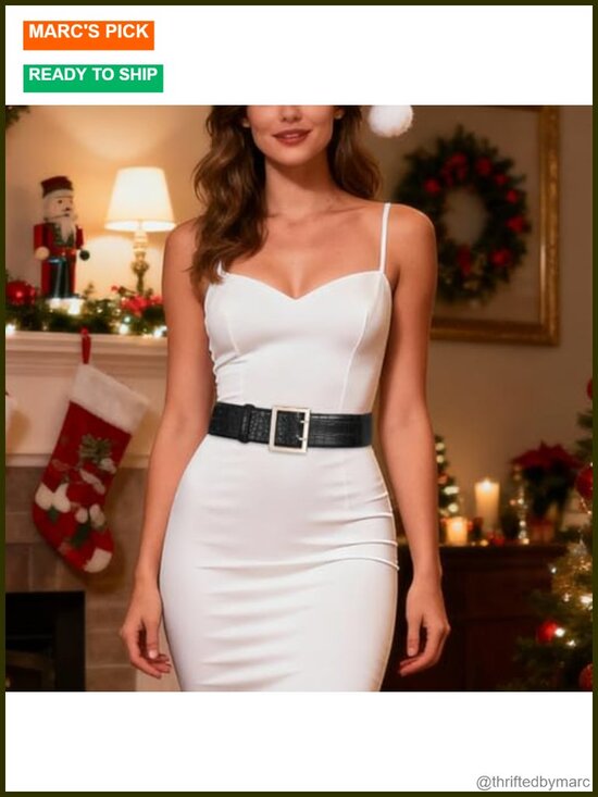 Wide Faux Leather Belt with Gold Buckle for Dresses main image 5